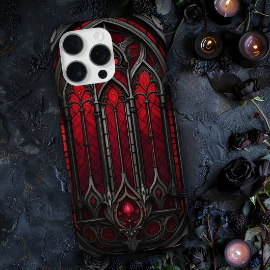 Gothic Red Stained Glass iPhoneケース