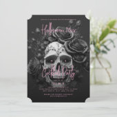 Gothic Retro Adult Halloween Party Skull Pink 招待状 (スタンド正面)