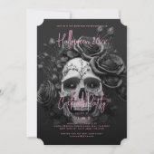Gothic Retro Adult Halloween Party Skull Pink 招待状 (正面)