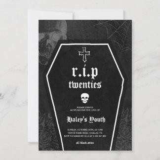 Gothic RIP Twenties 20s Funny 30th Birthday 招待状