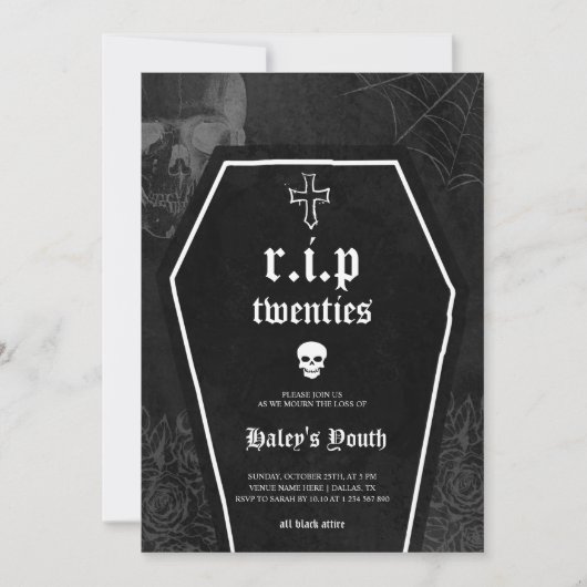 Gothic RIP Twenties 20s Funny 30th Birthday 招待状 (正面)