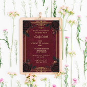 Gothic Romance Burgundy&Blck Roses Bridal Shower 招待状