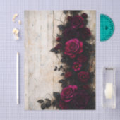 Gothic Romance Dark Burgundy Roses FE1R Decoupage 薄葉紙 (クラフト)