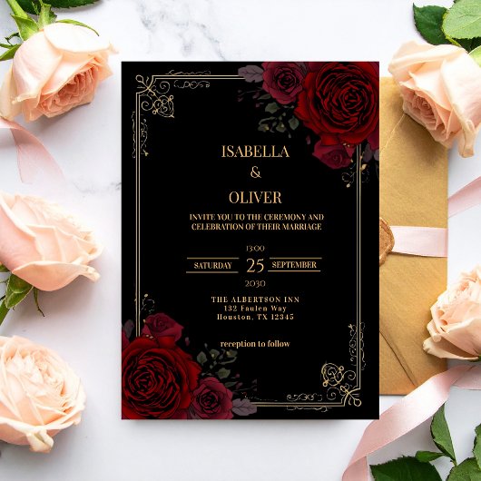 Gothic Romance Elegant Wedding 招待状