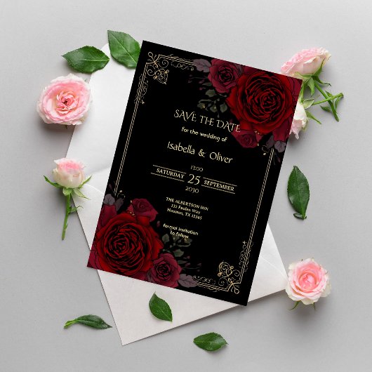 Gothic Romance Elegant Wedding Save The Date セーブザデート