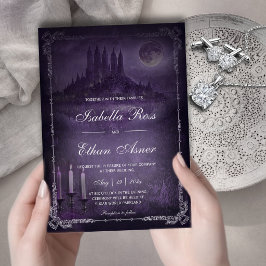 Gothic Romance Wedding Purple Silver Velvet  招待状