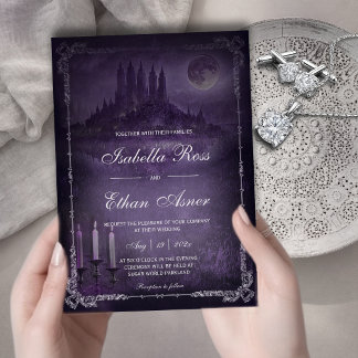 Gothic Romance Wedding Purple Silver Velvet  招待状