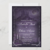Gothic Romance Wedding Purple Silver Velvet  招待状 (正面)