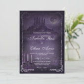 Gothic Romance Wedding Purple Silver Velvet  招待状 (スタンド正面)
