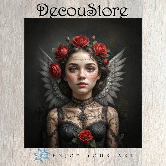 Gothic Rose Angel Decoupage 薄葉紙