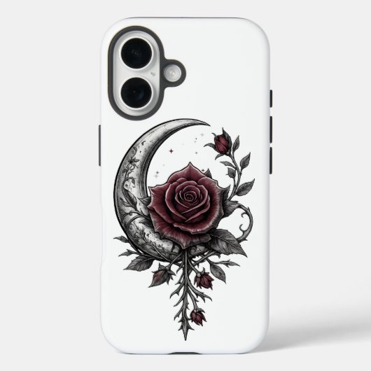 Gothic Rose Crescent Moon Dark Floral Artwork Case-Mate iPhoneケース (裏面)