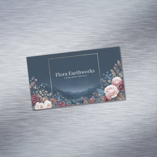 Gothic Rose Frame Starry Night Mountain Landscape マグネット名刺 (インサイチュ)