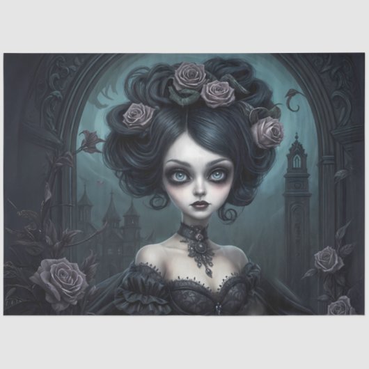 Gothic Rose Maiden | Dark Halloween Vampire Doll  薄葉紙 (正面)