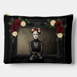 Gothic Rose Queen – Dark Romantic Art with Skeleto アクセサリーポーチ
