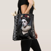 Gothic Rose Queen – Dark Romantic Art with Skeleto トートバッグ (クローズアップ)