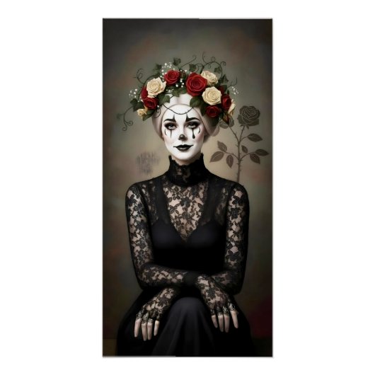 Gothic Rose Queen – Dark Romantic Art with Skeleto ポスター (正面)