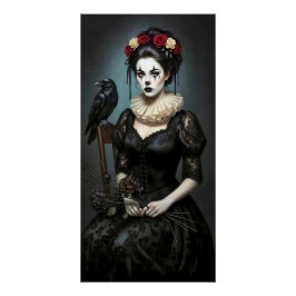 Gothic Rose Queen – Dark Romantic Art with Skeleto ポスター