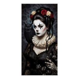 Gothic Rose Queen – Dark Romantic Art with Skeleto ポスター