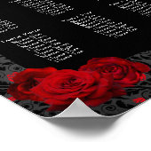 Gothic Rose Red and Black Table Number ポスター (角)