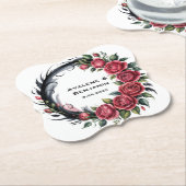 Gothic Rose Wedding Frame ペーパーコースター (アングル)