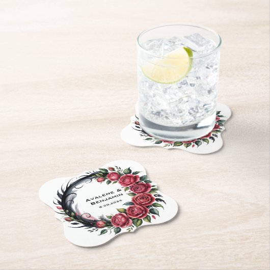Gothic Rose Wedding Frame ペーパーコースター (インサイチュ)