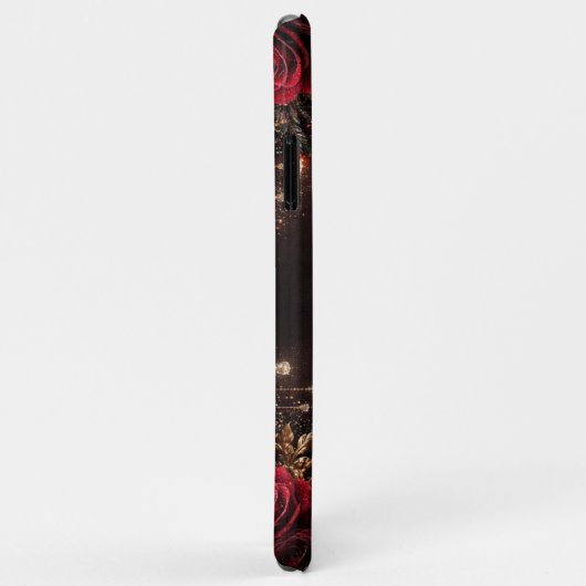 Gothic Roses Couples Name & Wedding Date Case-Mate iPhoneケース (裏面/右)