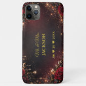 Gothic Roses Couples Name & Wedding Date Case-Mate iPhoneケース (裏面)