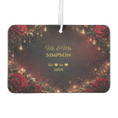 Gothic Roses Couples Names & Wedding Date カーエアーフレッシュナー (裏面)