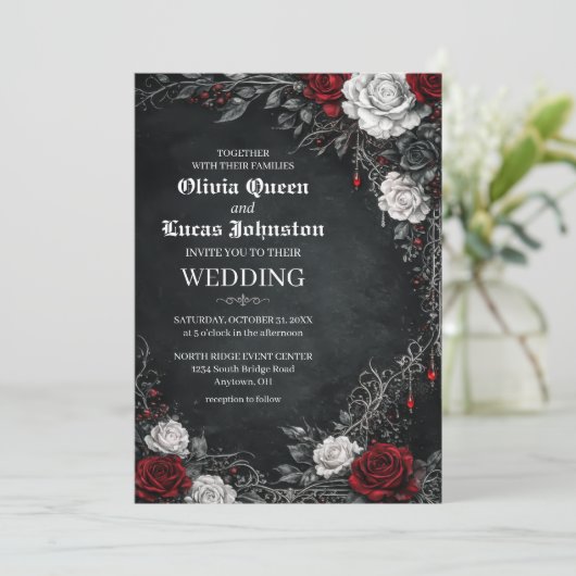 Gothic Roses Wedding Invitation 招待状 (スタンド正面)