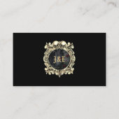 Gothic Ruins Floral Black And Gold Wedding Details エンクロージャーカード (裏面)