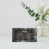 Gothic Ruins Floral Black And Gold Wedding Details エンクロージャーカード (スタンド正面)