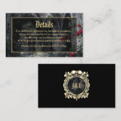 Gothic Ruins Floral Black And Gold Wedding Details エンクロージャーカード (正面/裏面)