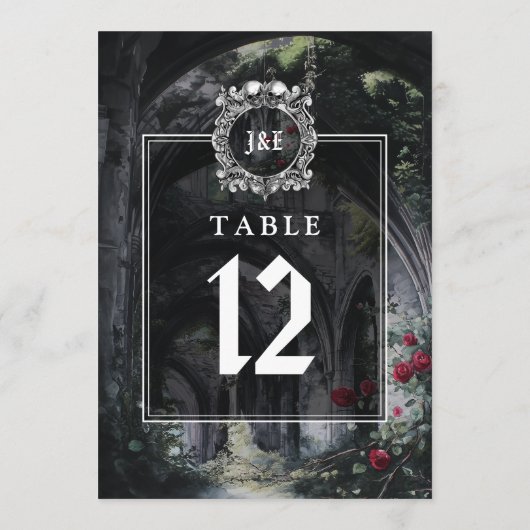 Gothic Ruins Floral Monogram Table Number 招待状 (裏面)