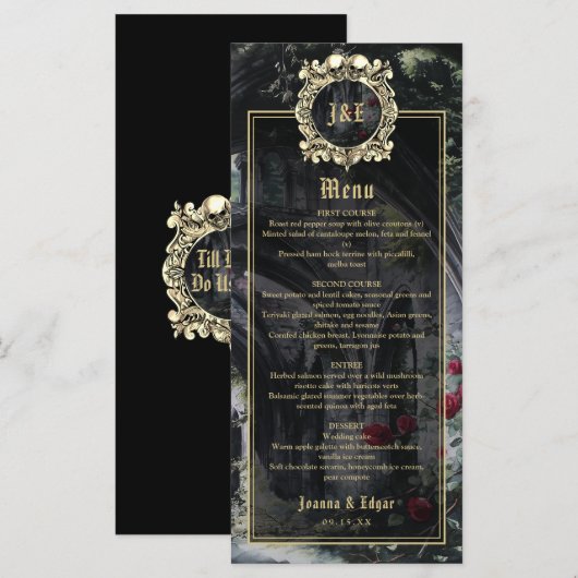 Gothic Ruins Floral Roses Wedding メニュー (正面/裏面)