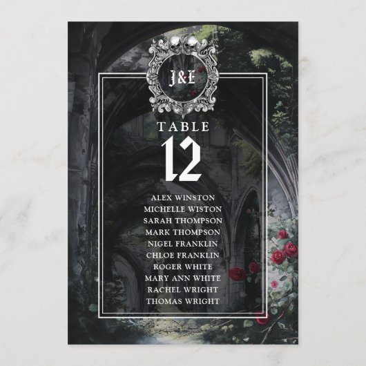Gothic Ruins Floral Table Number Seating Chart 招待状 (裏面)