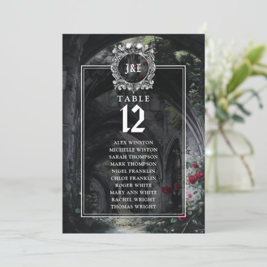 Gothic Ruins Floral Table Number Seating Chart 招待状 (スタンド正面)