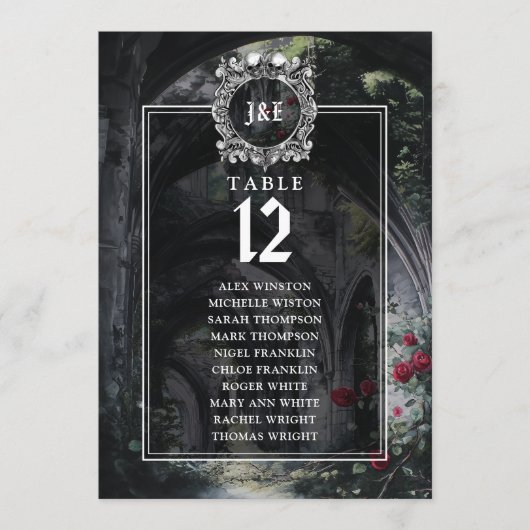 Gothic Ruins Floral Table Number Seating Chart 招待状 (正面)