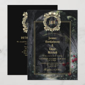 Gothic Ruins Monogram All In One QR Code Wedding 招待状 (正面/裏面)