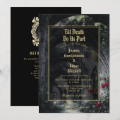 Gothic Ruins Roses All In One QR Code Wedding Invi 招待状 (正面/裏面)