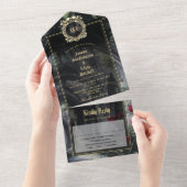 Gothic Ruins Roses Floral Monogram Wedding オールインワン招待状 (貼ってはがせる)