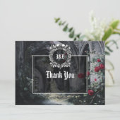 Gothic Ruins Roses Floral Monogram Wedding サンキューカード (スタンド正面)