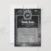 Gothic Ruins Roses Floral Monogram Wedding 出欠カード (正面)