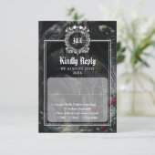 Gothic Ruins Roses Floral Monogram Wedding 出欠カード (スタンド正面)