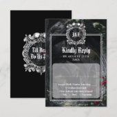 Gothic Ruins Roses Floral Monogram Wedding 出欠カード (正面/裏面)