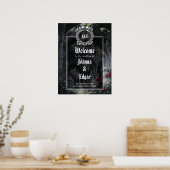Gothic Ruins Roses Floral Wedding Welcome Sign ポスター (キッチン)