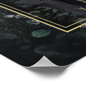 Gothic Ruins Wedding Black And Gold Welcome Sign ポスター (角)