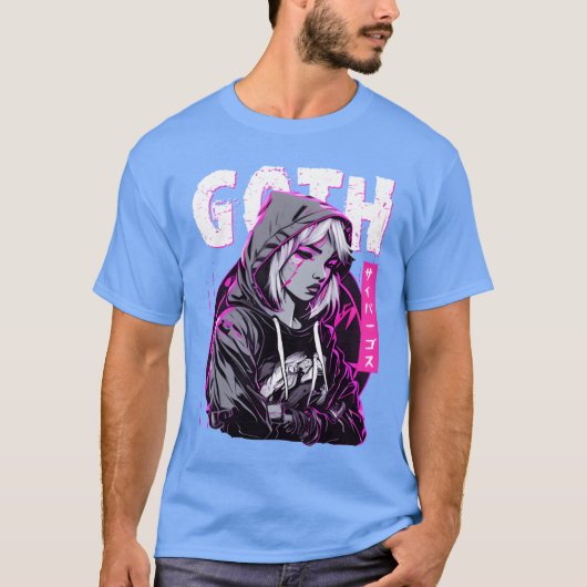 Gothic Sad Girl Anime Japanese Cybergoth Vaporwave Tシャツ (正面)