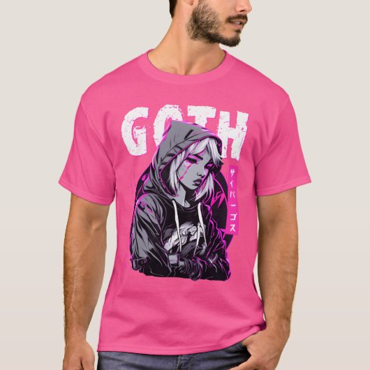 Gothic Sad Girl Anime Japanese Cybergoth Vaporwave Tシャツ (正面)