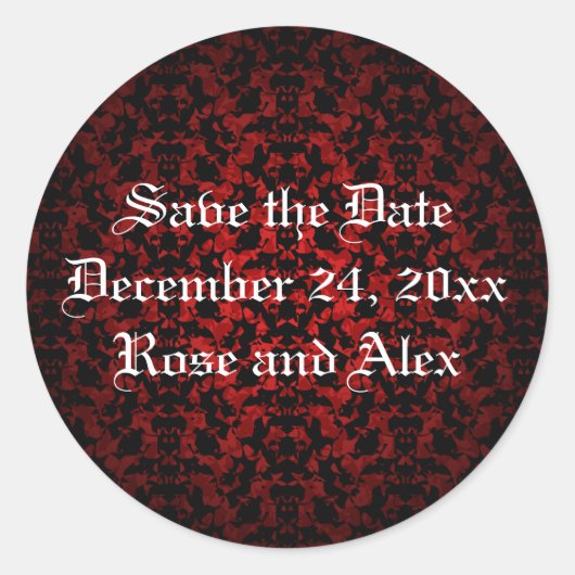 Gothic Save the Dateエレガント stickers ラウンドシール (正面)