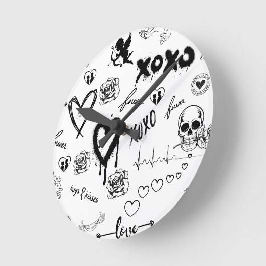 Gothic Seamless Pattern ラウンド壁時計 (傾斜)